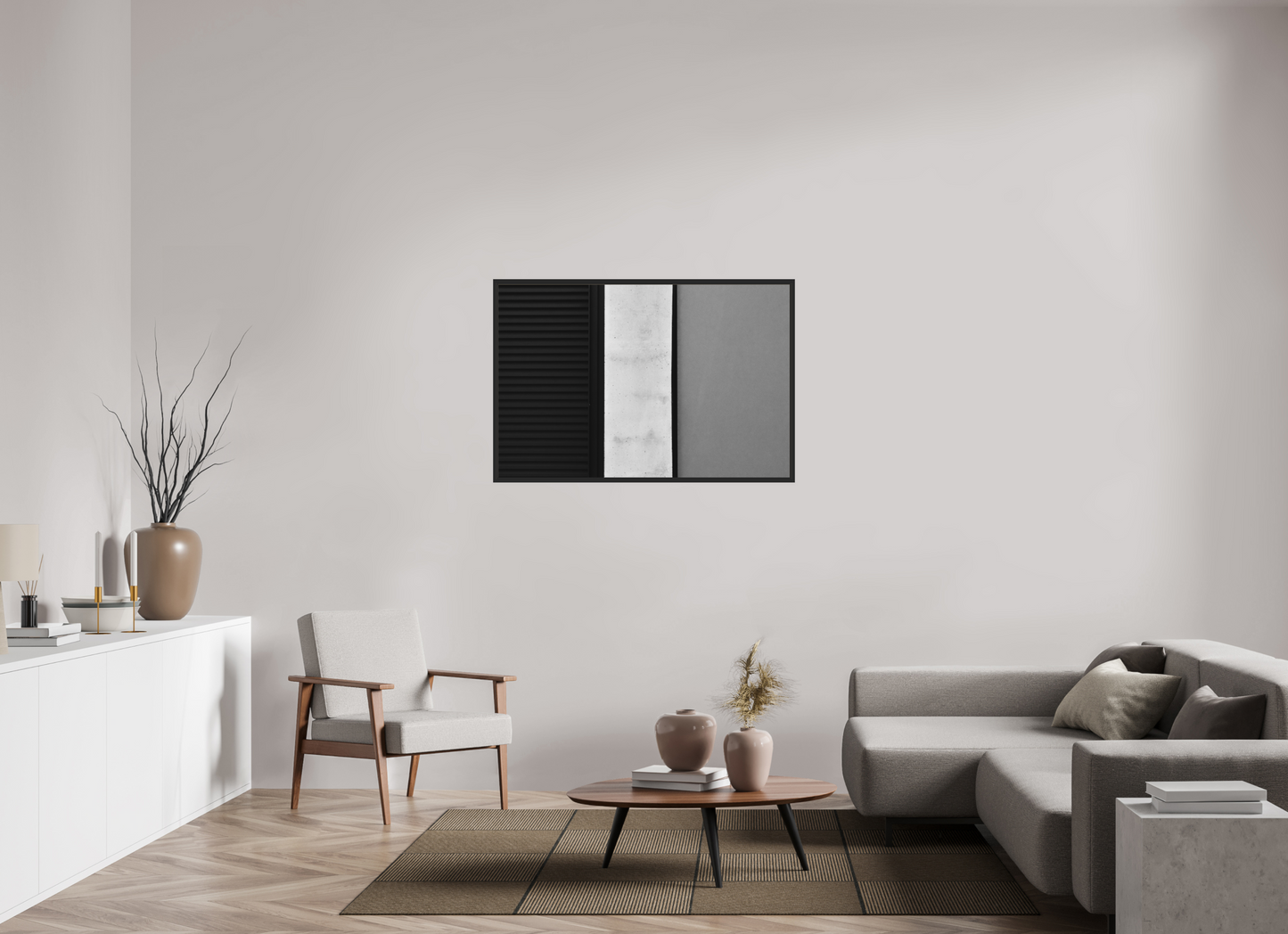 120 x 80 cm, Ilford on Aluminium behind Acrylic Glass, Framed Palette - Abstrakte Schwarzweiß-Fotografie - Hochwertiger Abzug in Galeriequalität