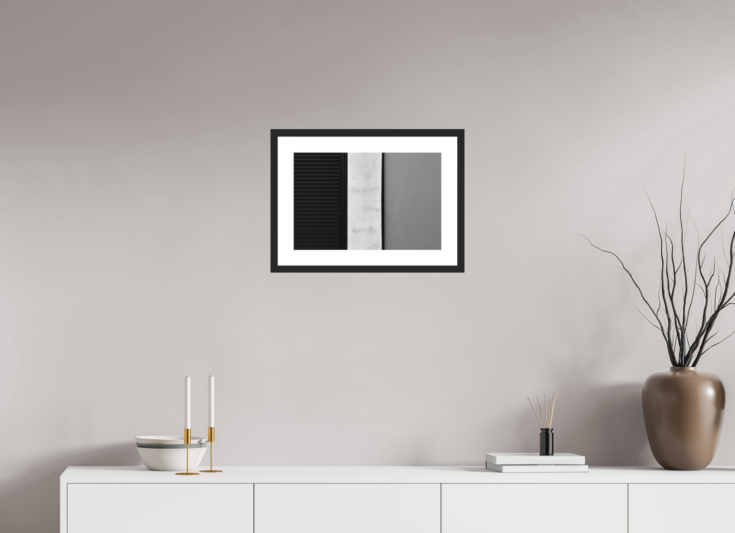 45 x 30 cm, Baryta Framed with Passepartout and Premium Glass Palette - Abstrakte Schwarzweiß-Fotografie - Hochwertiger Abzug in Galeriequalität