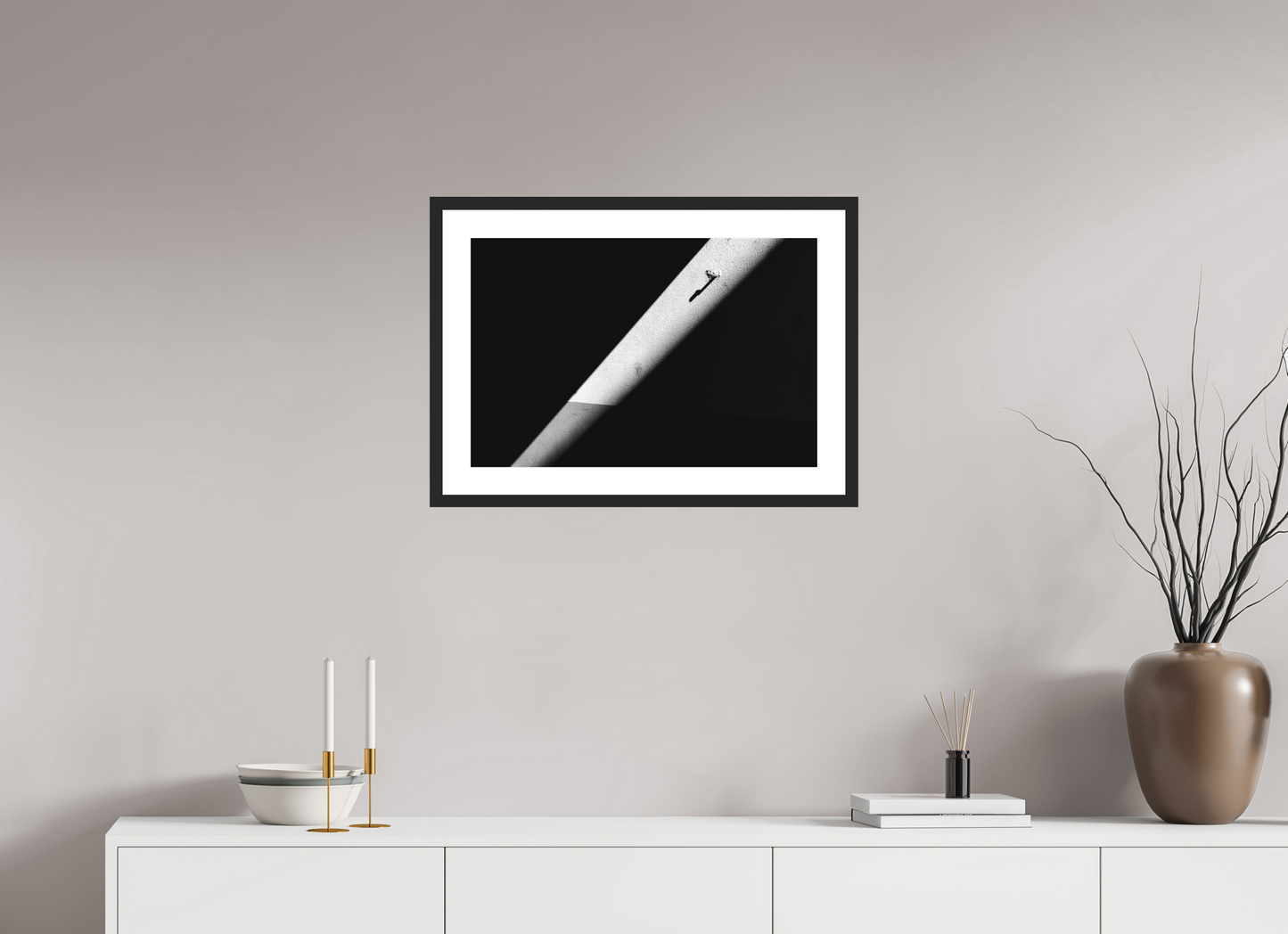 60 x 40 cm, Baryta Framed with Passepartout and Premium Glass Isolation - Abstrakte Schwarzweiß-Fotografie - Hochwertiger Abzug in Galeriequalität