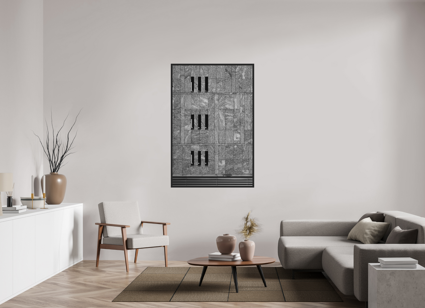 100 x 150 cm, Ilford on Aluminium, Framed Nine - Schwarzweiß-Architekturfotografie - Hochwertiger Abzug in Galeriequalität