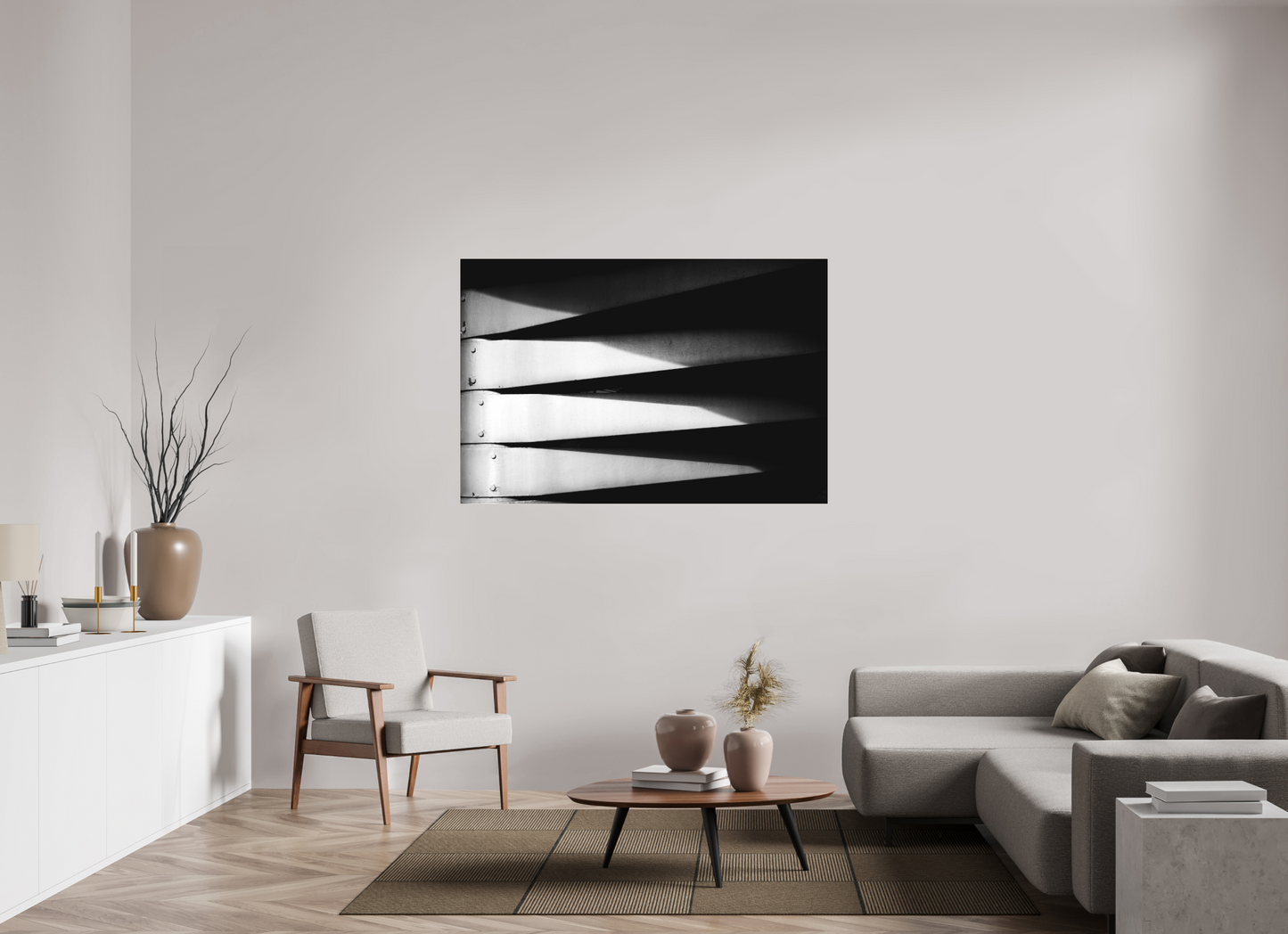 150 x 100 cm, Ilford on Aluminium behind Acrylic Glass Fangs - Abstrakte Schwarzweiß-Fotografie - Hochwertiger Abzug in Galeriequalität