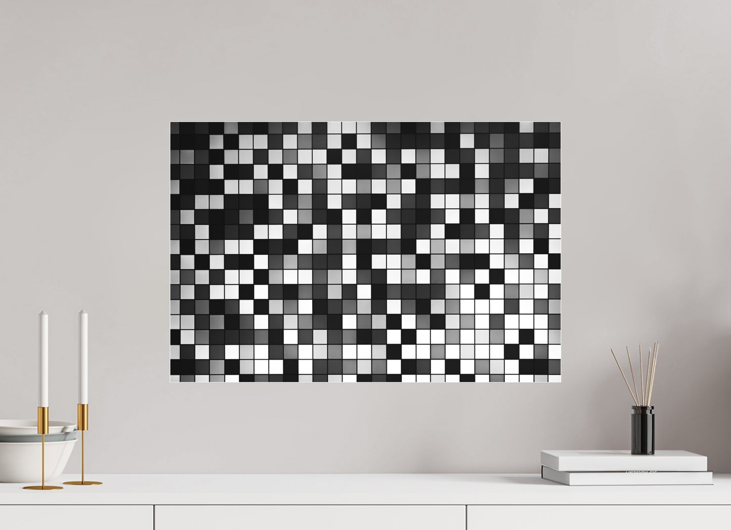 60 x 40 cm, Ilford on Aluminium behind Acrylic Glass Pixels - Abstrakte Schwarzweiß-Fotografie - Hochwertiger Abzug in Galeriequalität