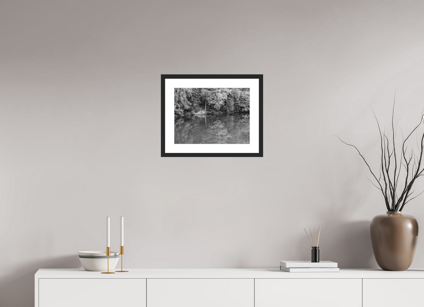 40 x 30 cm, Ilford Framed with Passepartout and Premium Glass Parallel - Schwarzweiß Landschaftsfotografie - Hochwertiger Abzug in Galeriequalität