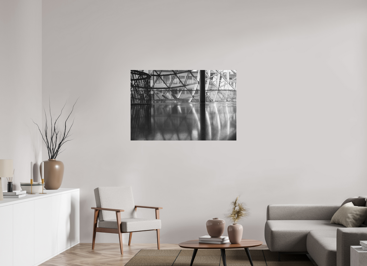 120 x 80 cm, Ilford on Aluminium Polished - Schwarzweiß-Architekturfotografie - Hochwertiger Abzug in Galeriequalität