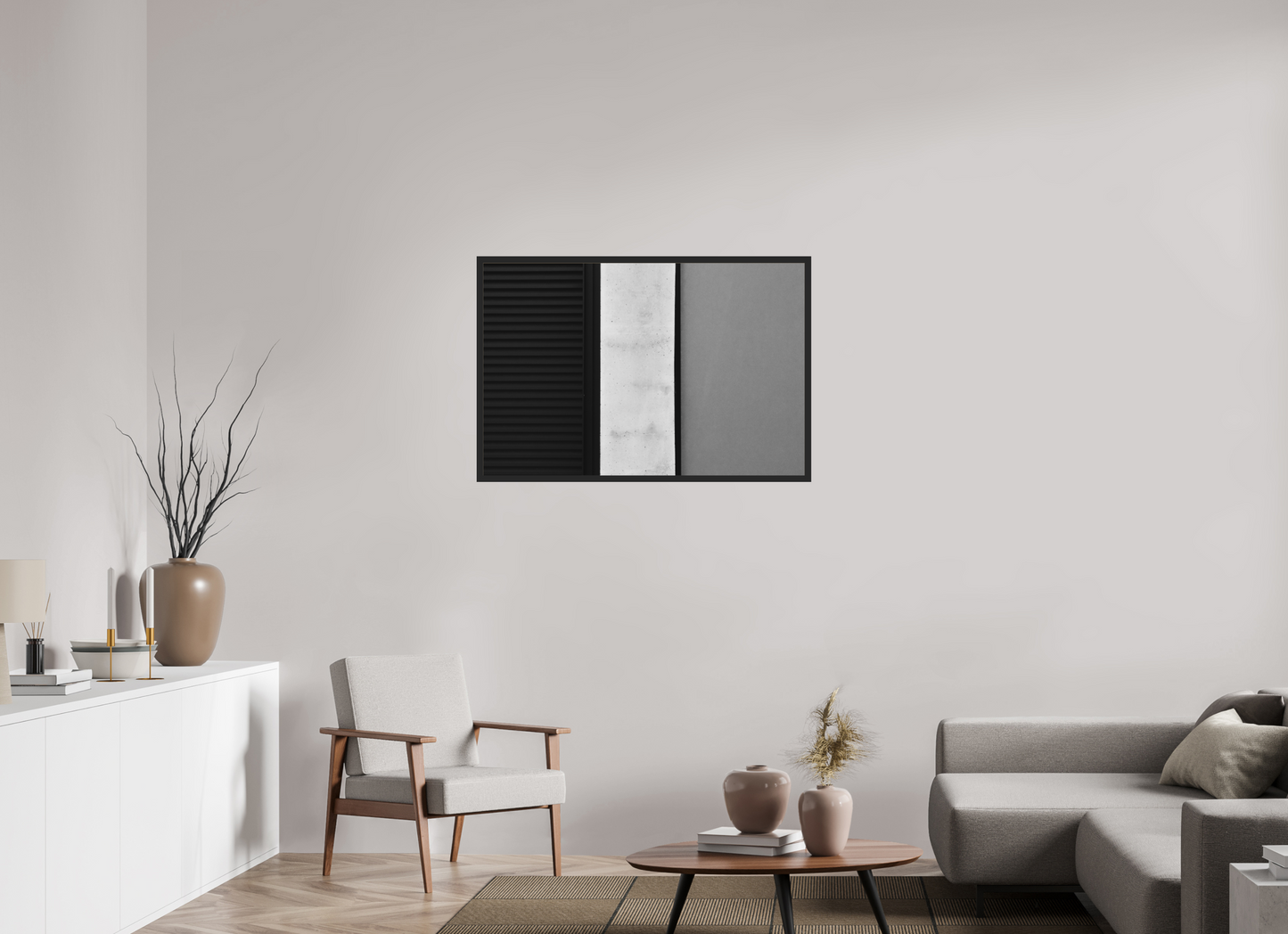 105 x 70 cm, Ilford on Aluminium behind Acrylic Glass, Framed Palette - Abstrakte Schwarzweiß-Fotografie - Hochwertiger Abzug in Galeriequalität