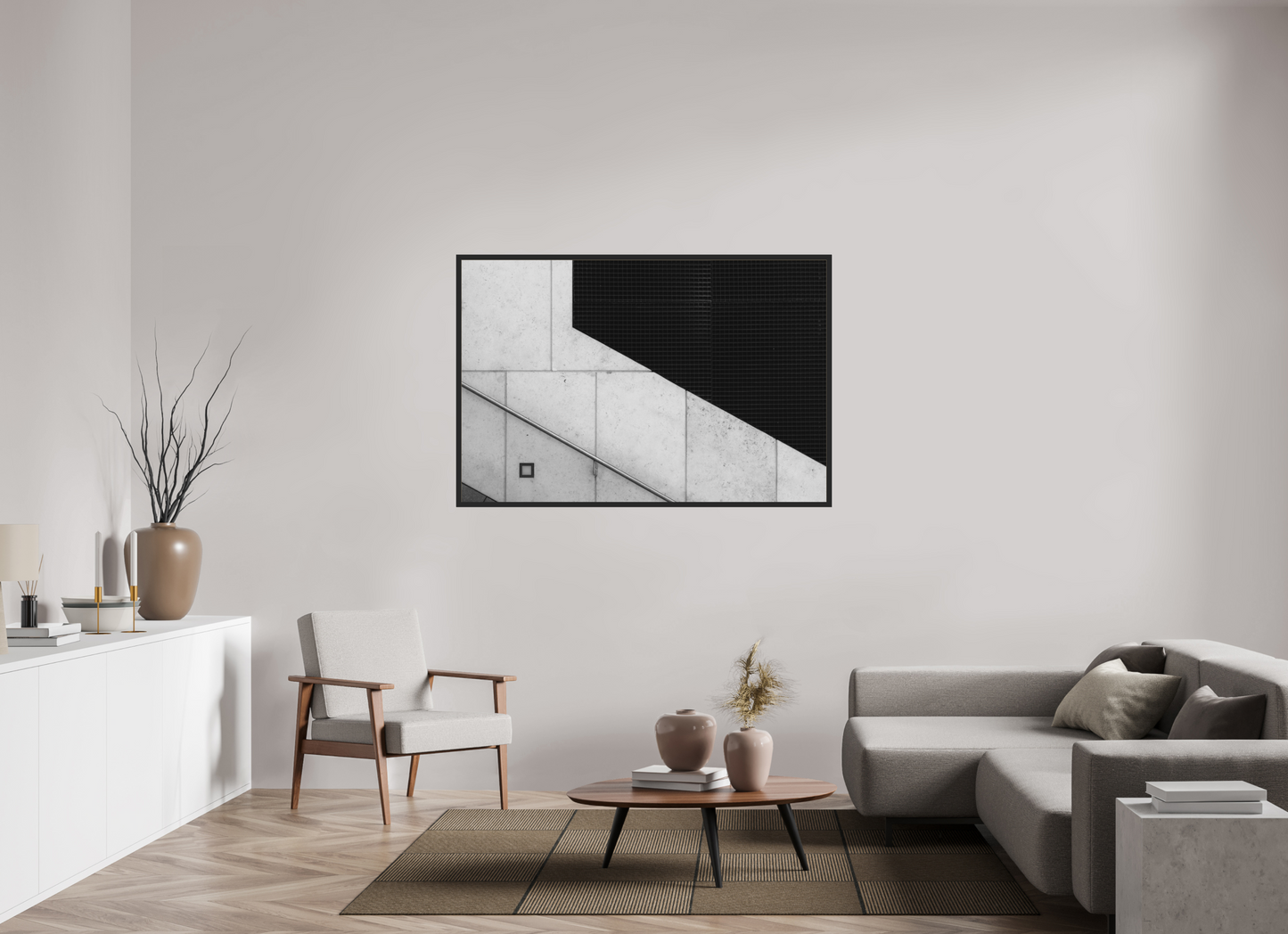 150 x 100 cm, Ilford on Aluminium behind Acrylic Glass, Framed Cut - Abstrakte Schwarzweiß-Fotografie - Hochwertiger Abzug in Galeriequalität