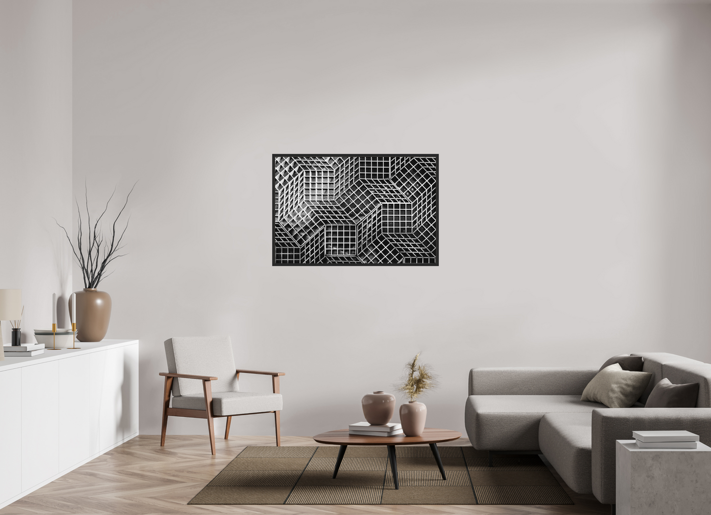 Rubik's Cube - Abstrakte Schwarzweiß-Fotografie, Naheinstellung - Hochwertiger Abzug in Galeriequalität