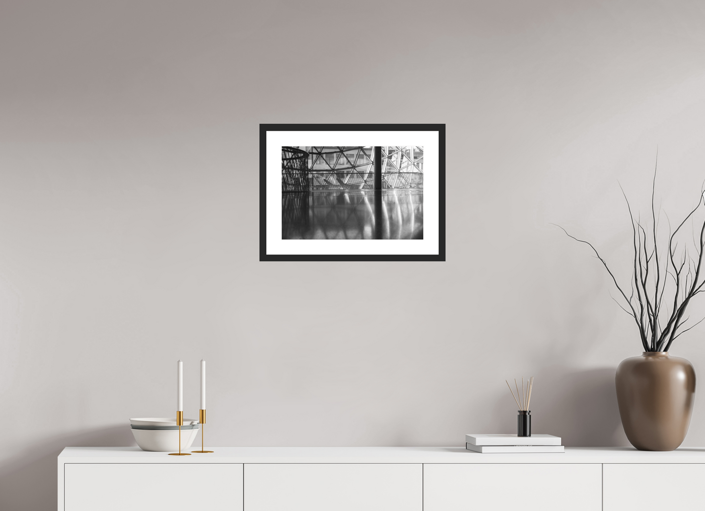 45 x 30 cm, Baryta Framed with Passepartout and Premium Glass Polished - Schwarzweiß-Architekturfotografie - Hochwertiger Abzug in Galeriequalität