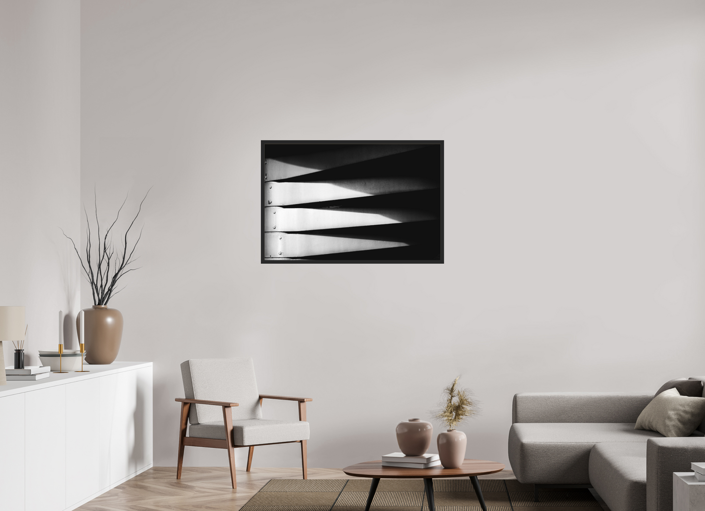 105 x 70 cm, Ilford on Aluminium behind Acrylic Glass, Framed Fangs - Abstrakte Schwarzweiß-Fotografie - Hochwertiger Abzug in Galeriequalität