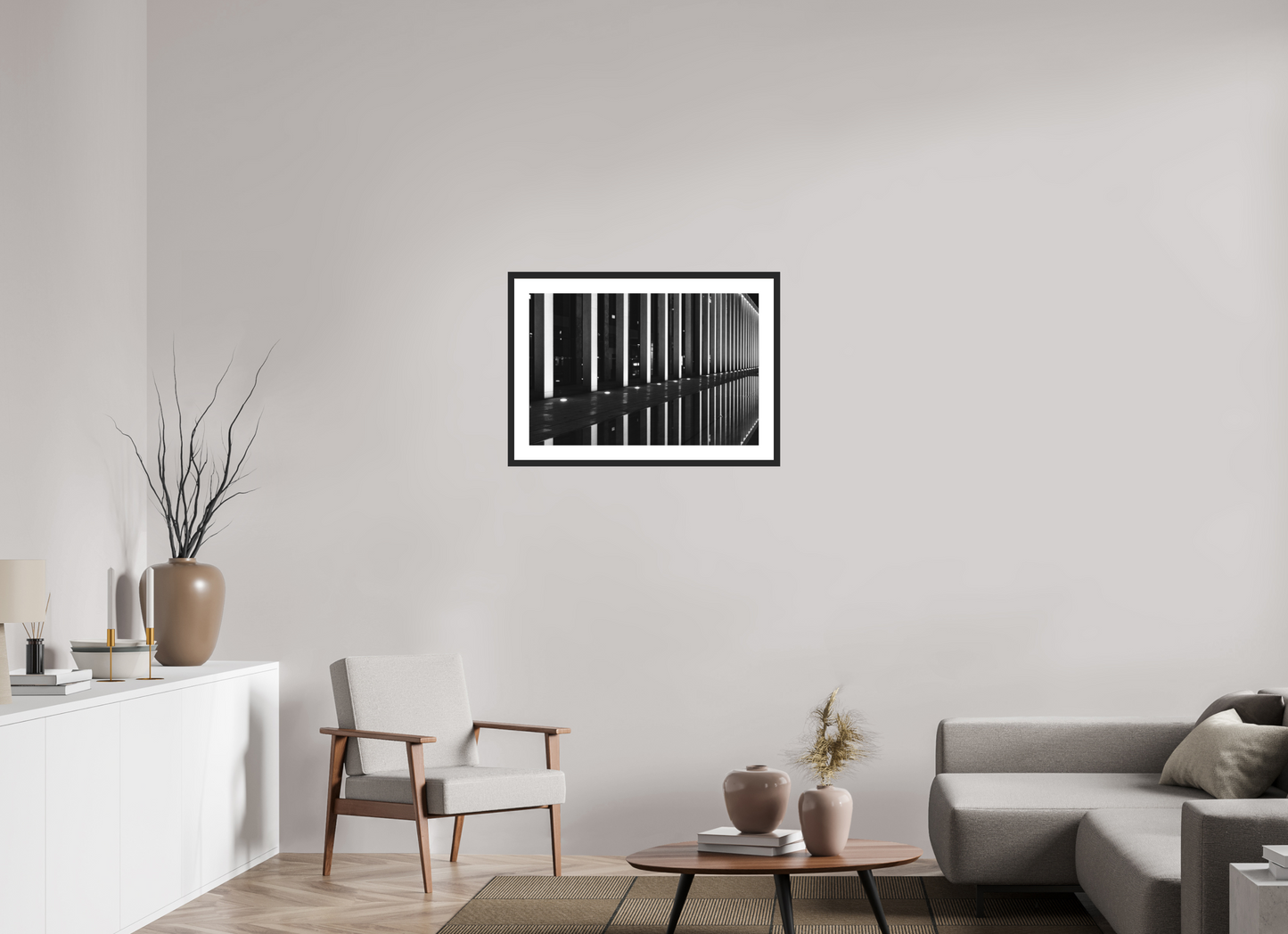 Rail - Schwarzweiß-Nachtfotografie - Hochwertiger Abzug in Galeriequalität