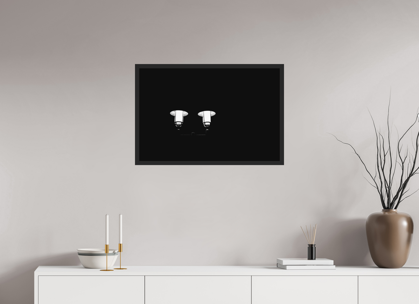 75 x 50 cm, Ilford on Aluminium, Framed Epiphanies - Minimalistische Schwarzweiß-Nachtfotografie - Hochwertiger Abzug in Galeriequalität
