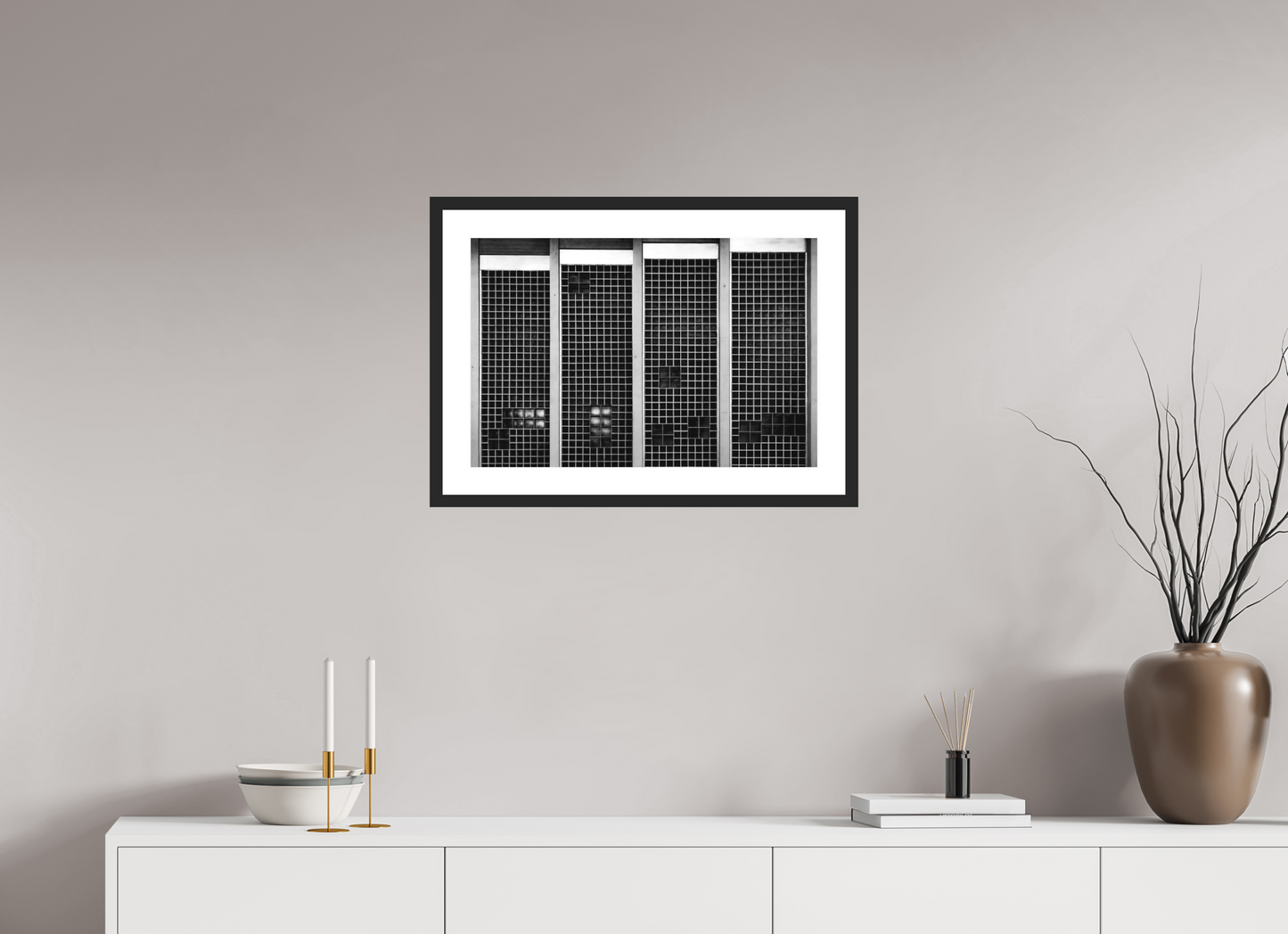 60 x 40 cm, Baryta Framed with Passepartout and Premium Glass Stepped - Abstrakte Schwarzweiß-Fotografie - Hochwertiger Abzug in Galeriequalität
