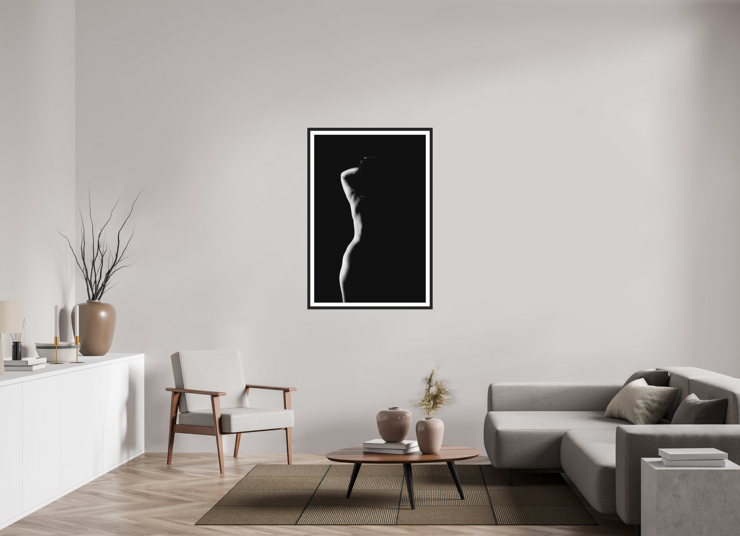 Crescent Moon - Schwarzweiß-Fotografie, Teilakt - Hochwertiger Abzug in Galeriequalität
