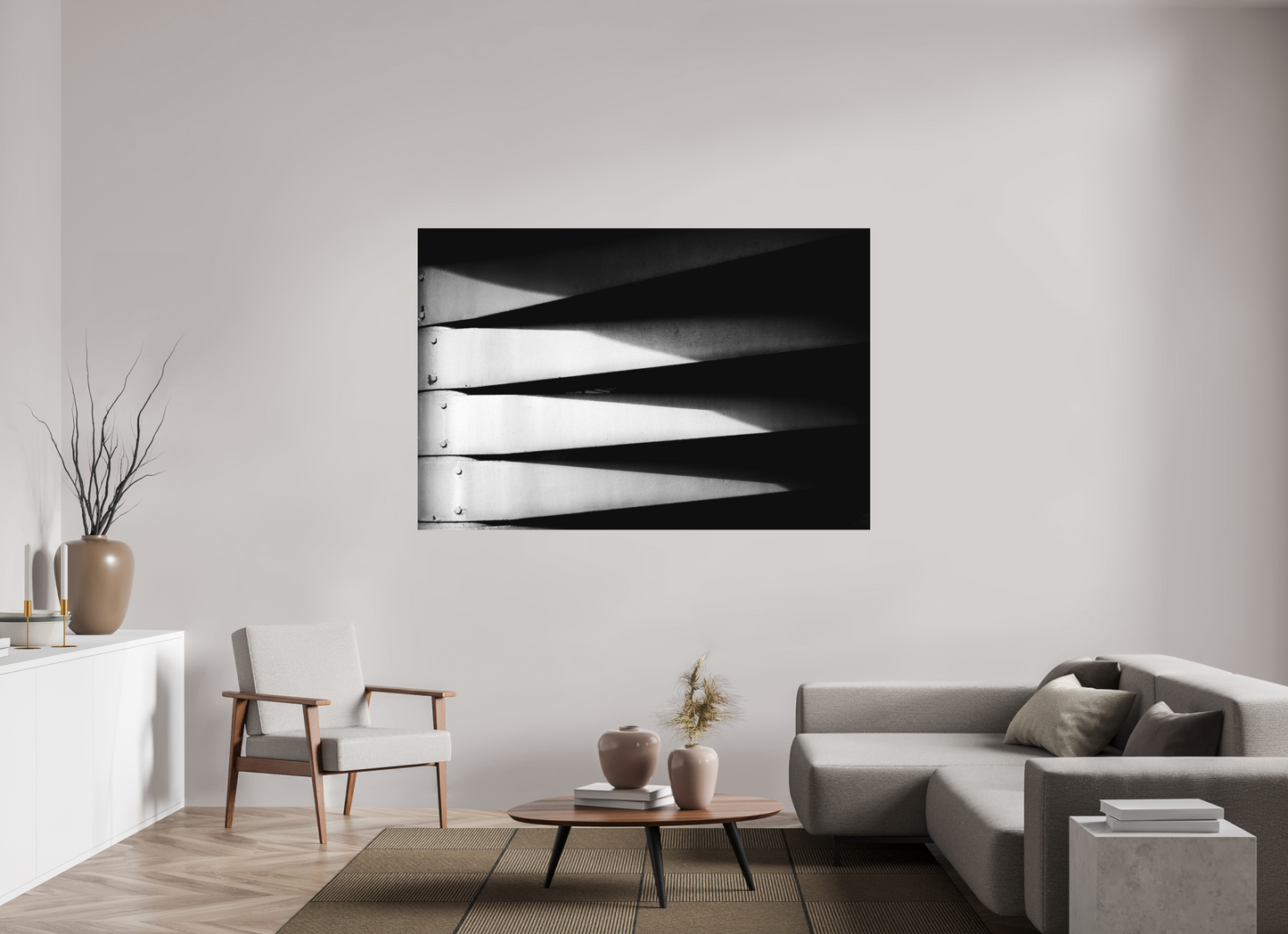 180 x 120 cm, Ilford on Aluminium Fangs - Abstrakte Schwarzweiß-Fotografie - Hochwertiger Abzug in Galeriequalität