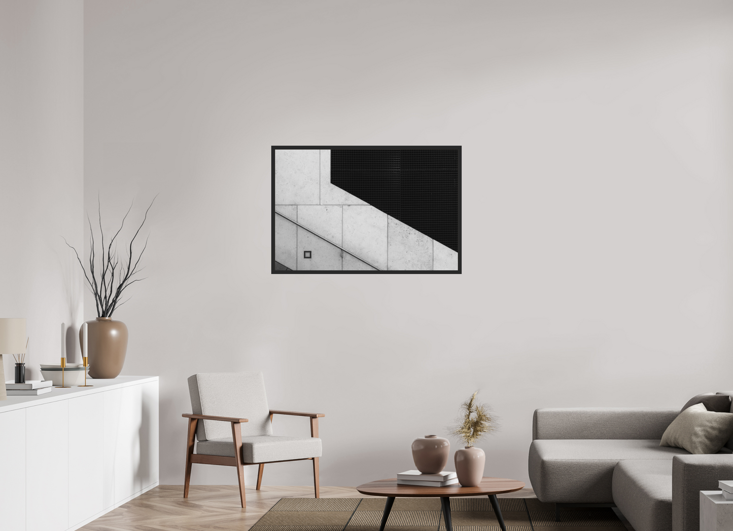 105 x 70 cm, Ilford on Aluminium, Framed Cut - Abstrakte Schwarzweiß-Fotografie - Hochwertiger Abzug in Galeriequalität