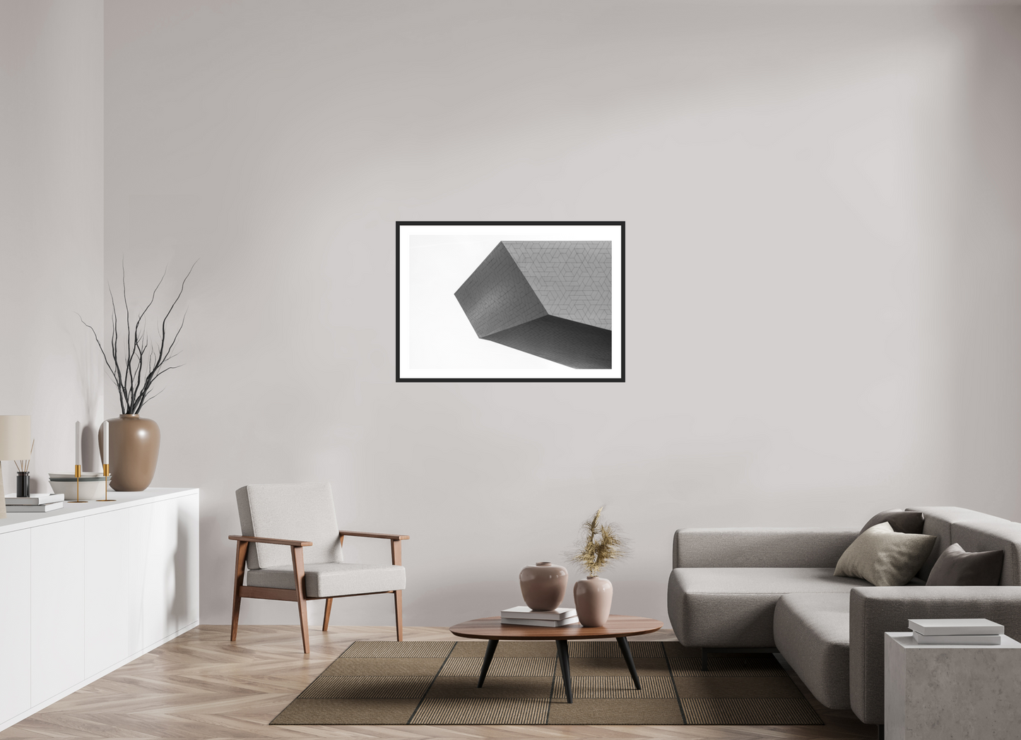105 x 70 cm, Ilford Framed with Passepartout and Premium Glass Intruder - Schwarzweiß-Architekturfotografie - Hochwertiger Abzug in Galeriequalität