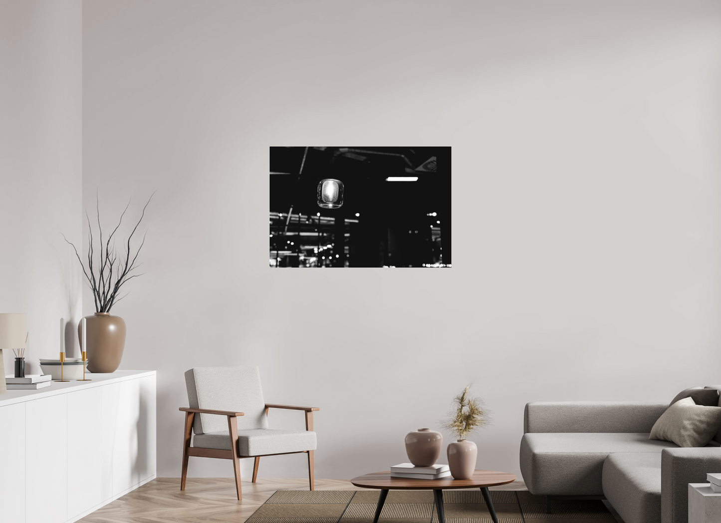 105 x 70 cm, Ilford on Aluminium behind Acrylic Glass Lighthouse - Schwarzweiß-Nachtfotografie - Hochwertiger Abzug in Galeriequalität