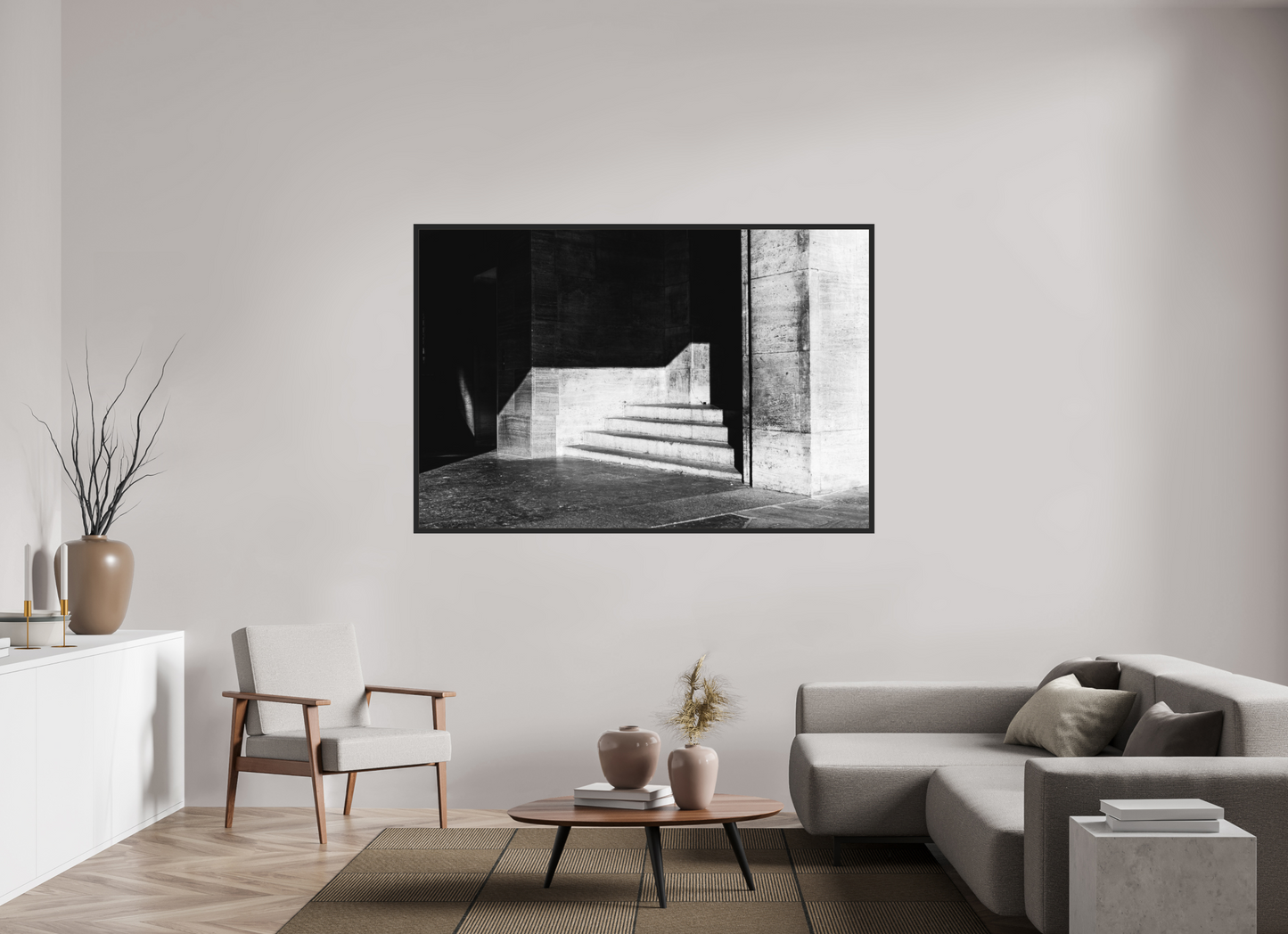 180 x 120 cm, Ilford on Aluminium, Framed Admission - Schwarzweiß-Architekturfotografie - Hochwertiger Abzug in Galeriequalität