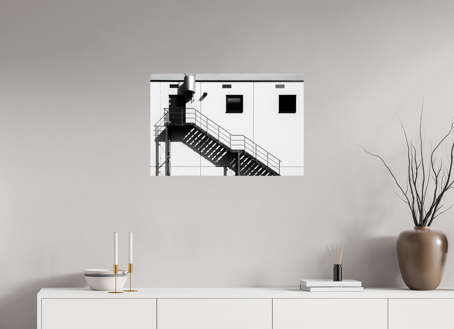 75 x 50 cm, Ilford Photo Print Floating - Schwarzweiß-Architekturfotografie - Hochwertiger Abzug in Galeriequalität