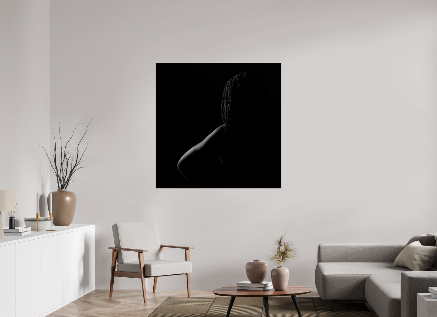 Crescent Moon III - Schwarzweiß-Fotografie, Teilakt - Hochwertiger Abzug in Galeriequalität Print
