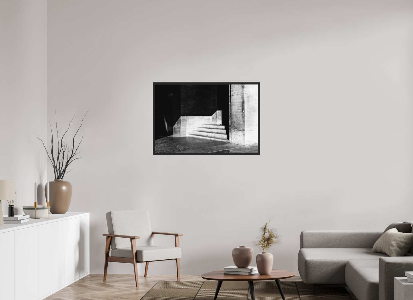 105 x 70 cm, Ilford on Aluminium, Framed Admission - Schwarzweiß-Architekturfotografie - Hochwertiger Abzug in Galeriequalität