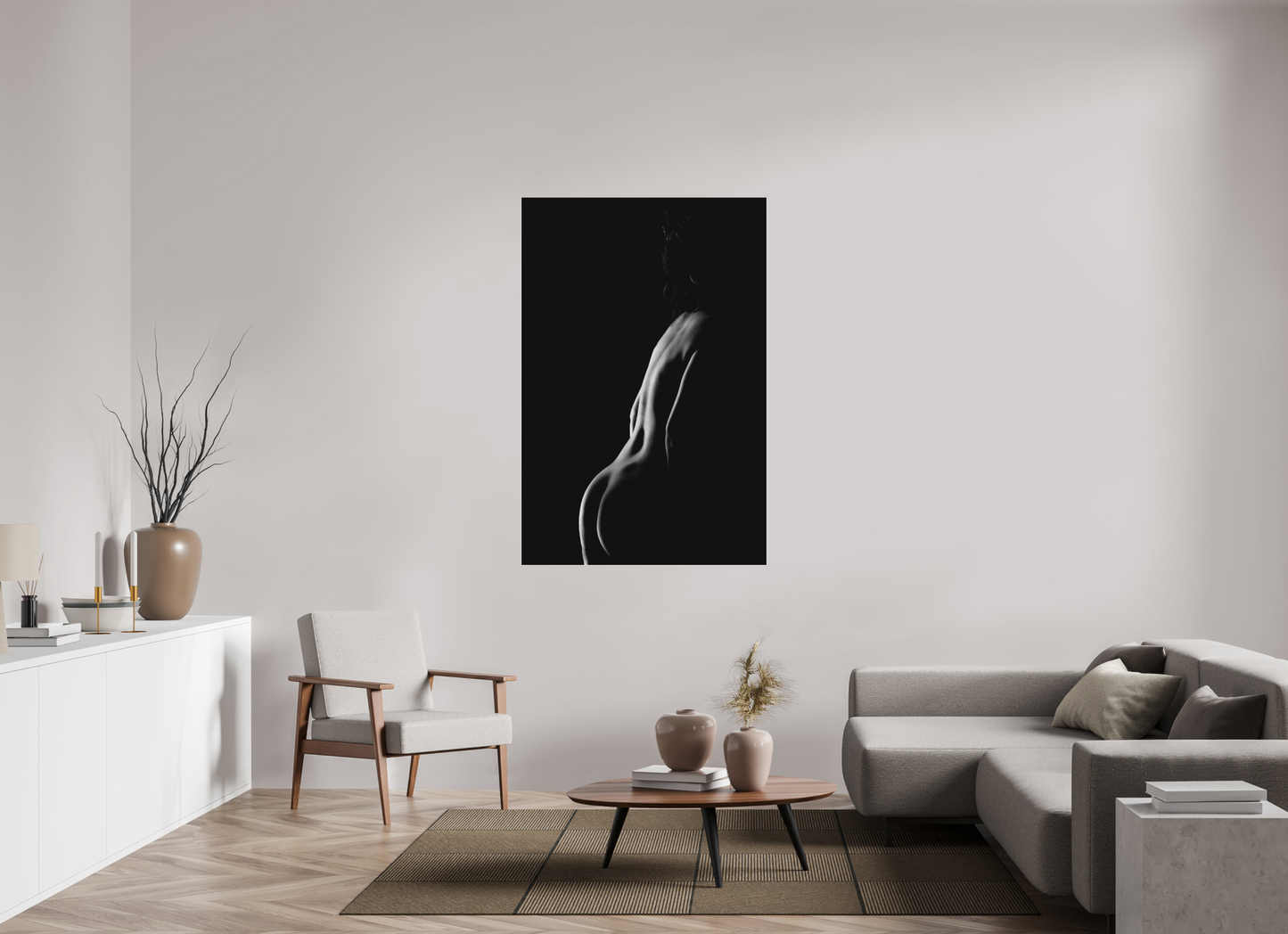 Crescent Moon II - Schwarzweiß-Fotografie, Teilakt - Hochwertiger Abzug in Galeriequalität