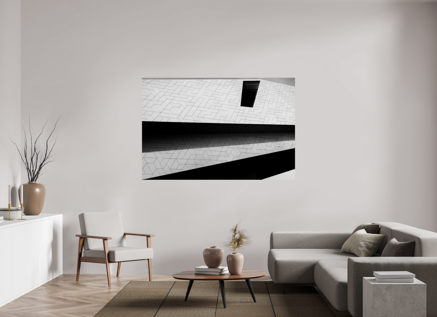 Triangles - Schwarzweiß-Architekturfotografie - Hochwertiger Abzug in Galeriequalität