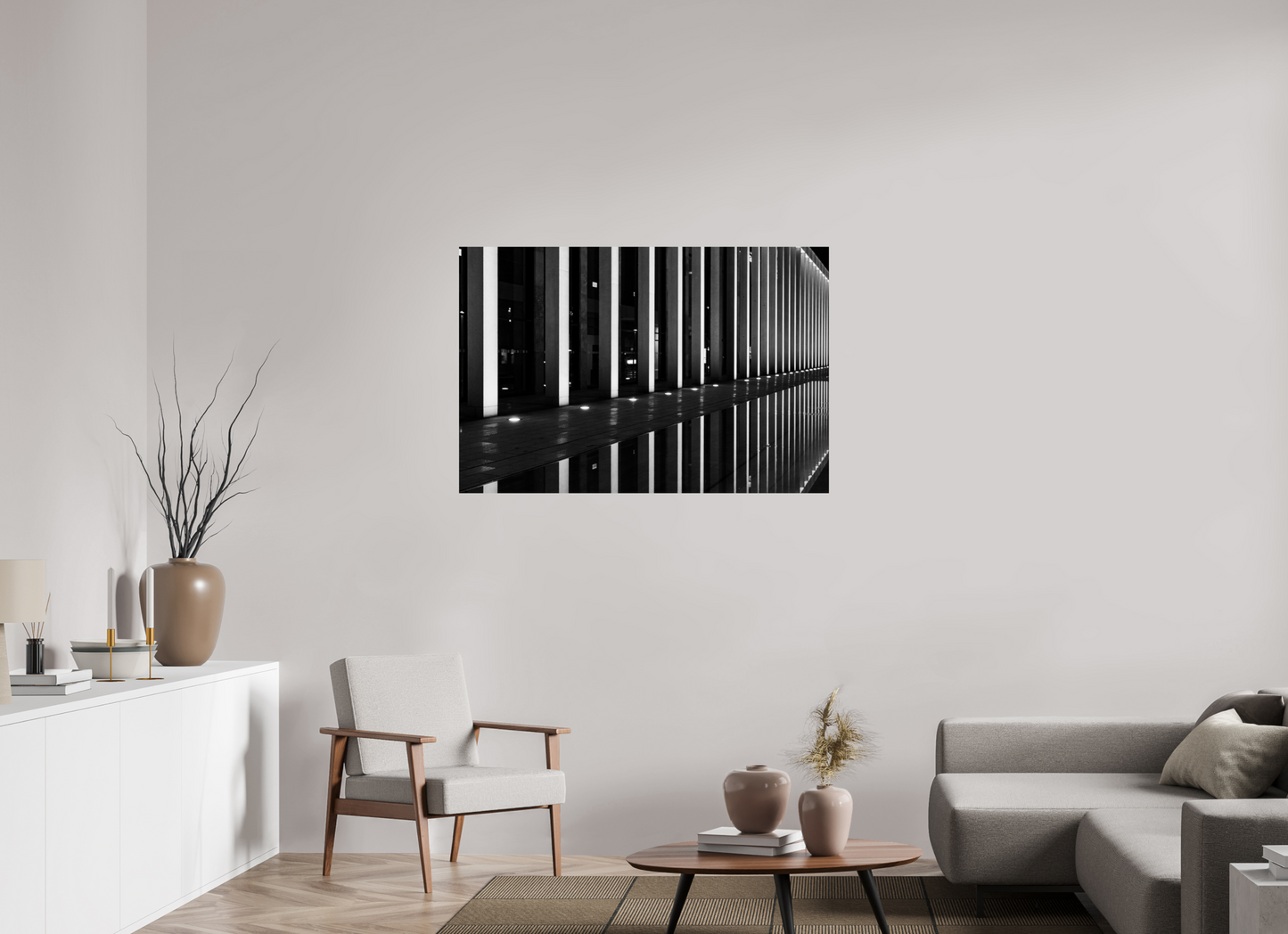 Rail - Schwarzweiß-Nachtfotografie - Hochwertiger Abzug in Galeriequalität