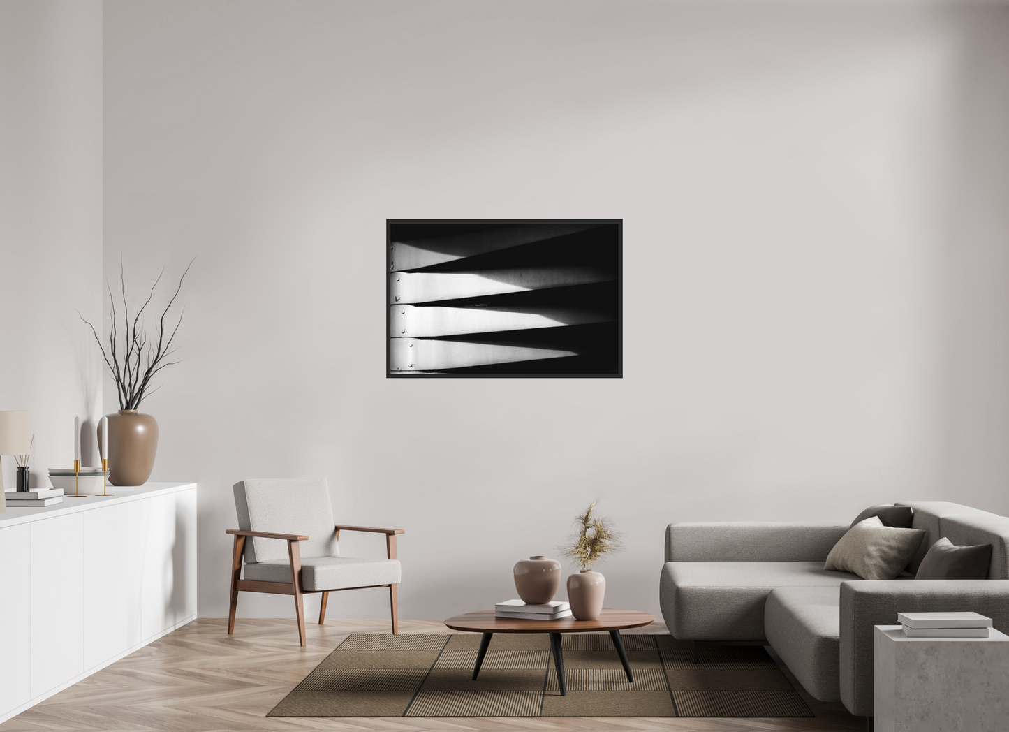 120 x 80 cm, Ilford on Aluminium behind Acrylic Glass, Framed Fangs - Abstrakte Schwarzweiß-Fotografie - Hochwertiger Abzug in Galeriequalität