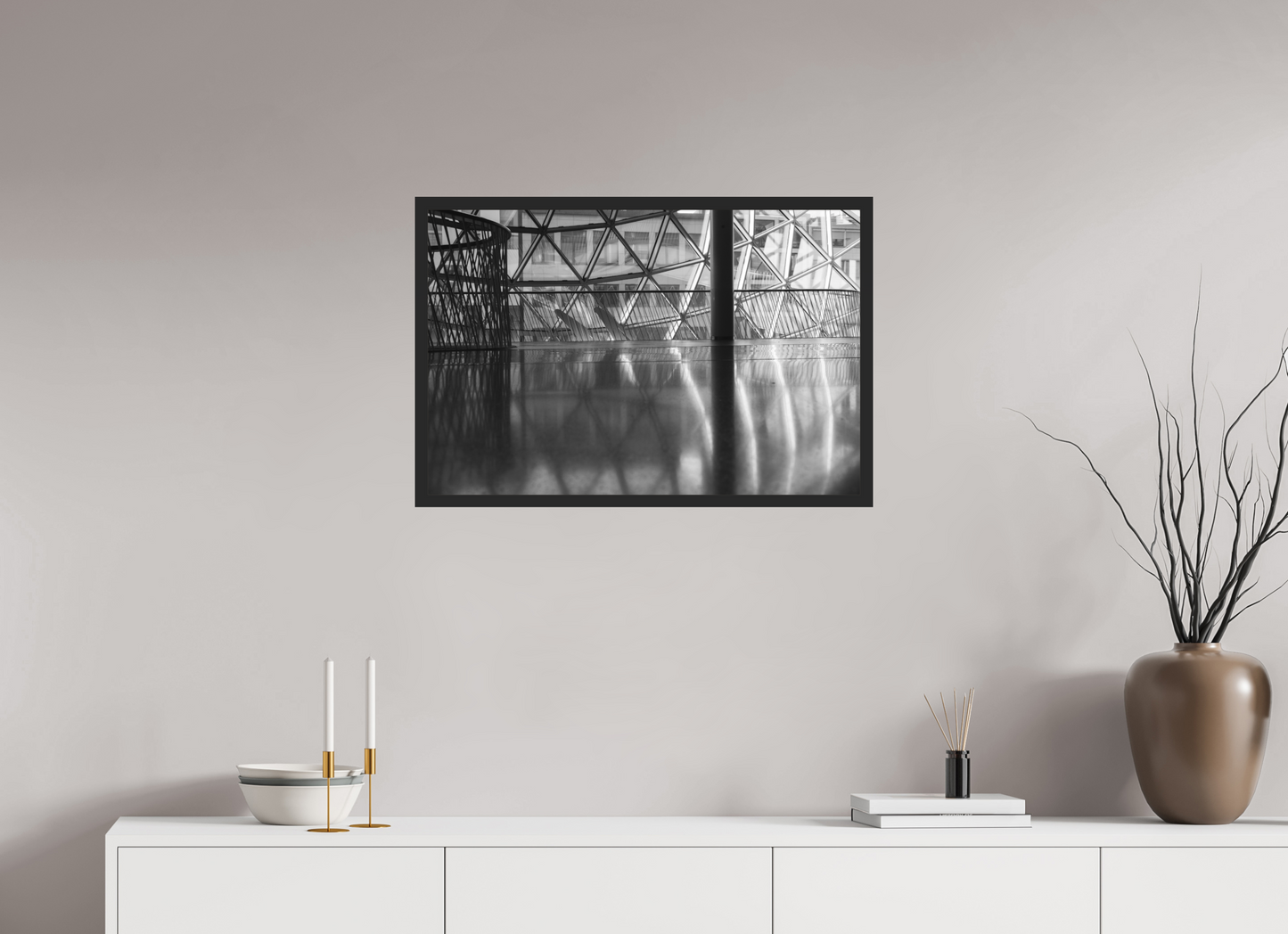 75 x 50 cm, Ilford on Aluminium, Framed Polished - Schwarzweiß-Architekturfotografie - Hochwertiger Abzug in Galeriequalität