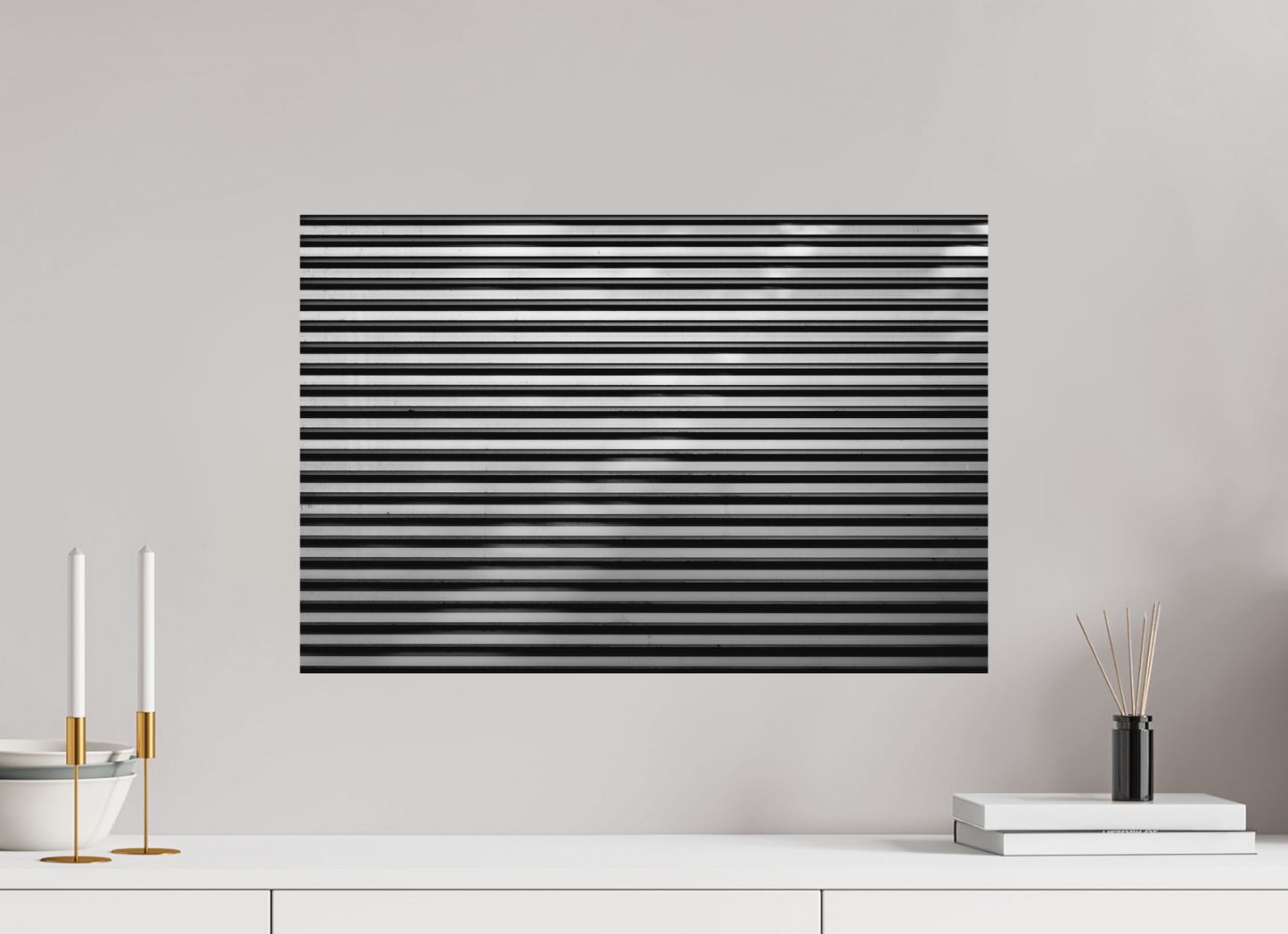 60 x 40 cm, Ilford on Aluminium Stripes II - Abstrakte Schwarzweiß-Fotografie - Hochwertiger Abzug in Galeriequalität