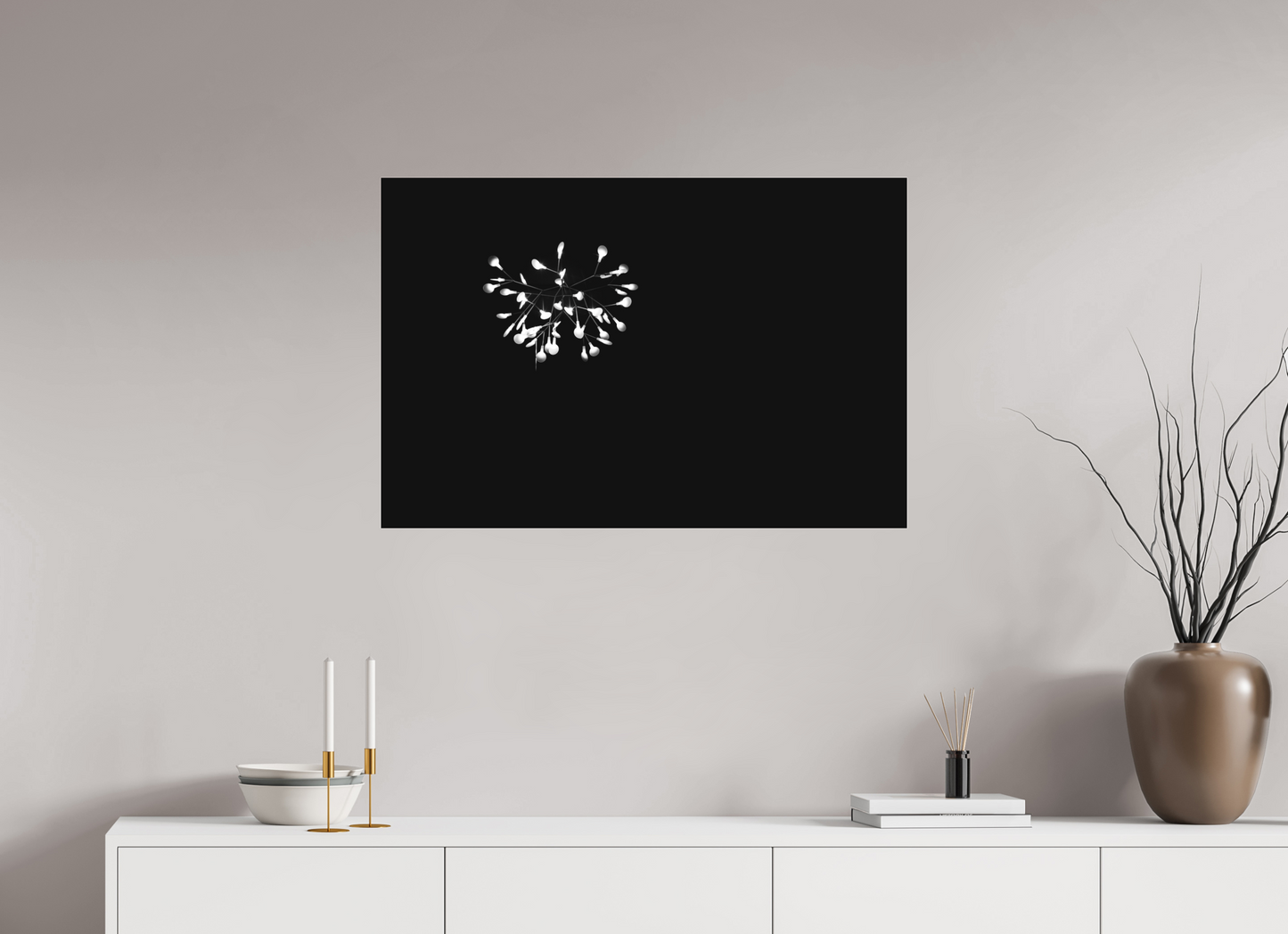 Fireworks - Abstrakte Minimalistische Schwarzweiß-Fotografie - Hochwertiger Abzug in Galeriequalität