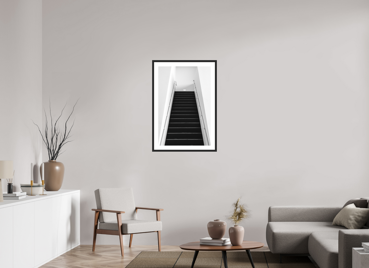 60 x 90 cm, Baryta Framed with Passepartout and Premium Glass Climb - Schwarzweiß-Architekturfotografie - Hochwertiger Abzug in Galeriequalität
