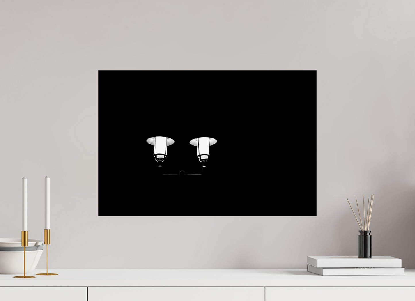 60 x 40 cm, Ilford Photo Print Epiphanies - Minimalistische Schwarzweiß-Nachtfotografie - Hochwertiger Abzug in Galeriequalität