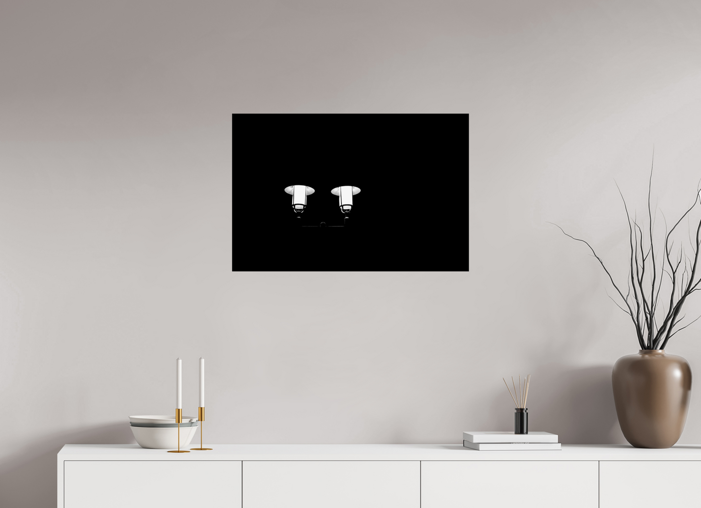 75 x 50 cm, Baryta Photo Print Epiphanies - Minimalistische Schwarzweiß-Nachtfotografie - Hochwertiger Abzug in Galeriequalität