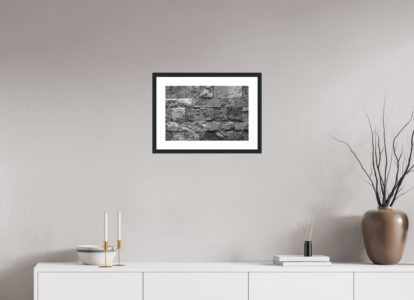 45 x 30 cm, Baryta Framed with Passepartout and Premium Glass Misalignment - Abstrakte Schwarzweiß-Fotokunst - Hochwertiger Abzug in Galeriequalität