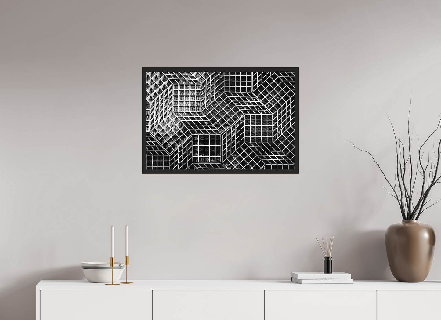 Rubik's Cube - Abstrakte Schwarzweiß-Fotografie, Naheinstellung - Hochwertiger Abzug in Galeriequalität