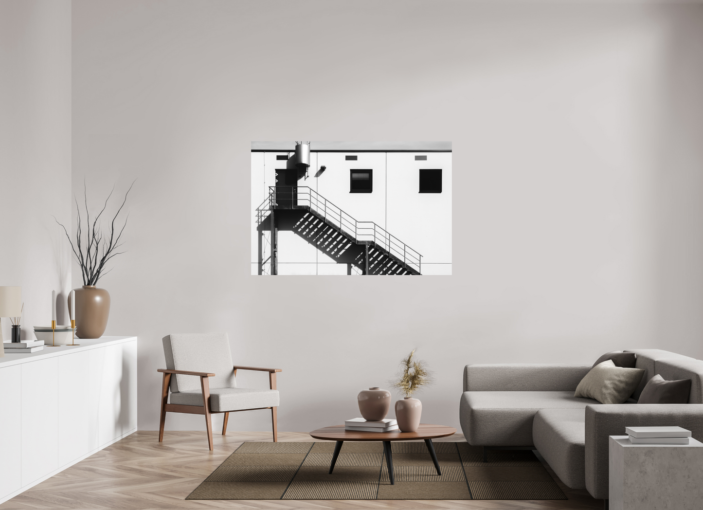 150 x 100 cm, Ilford on Aluminium Floating - Schwarzweiß-Architekturfotografie - Hochwertiger Abzug in Galeriequalität