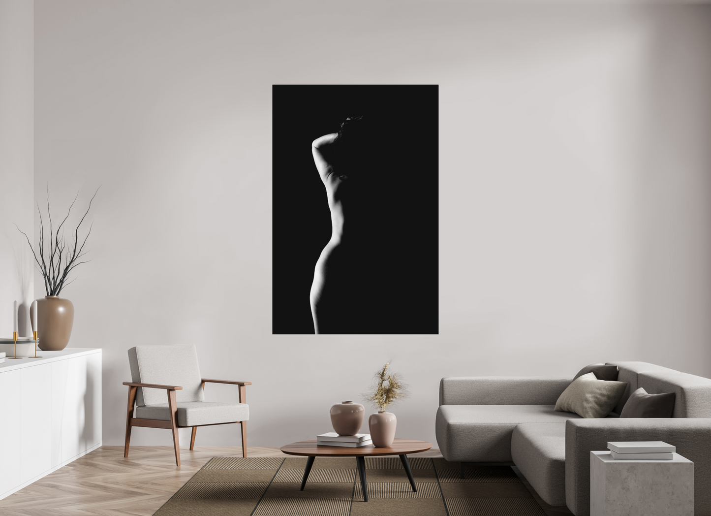Crescent Moon - Schwarzweiß-Fotografie, Teilakt - Hochwertiger Abzug in Galeriequalität