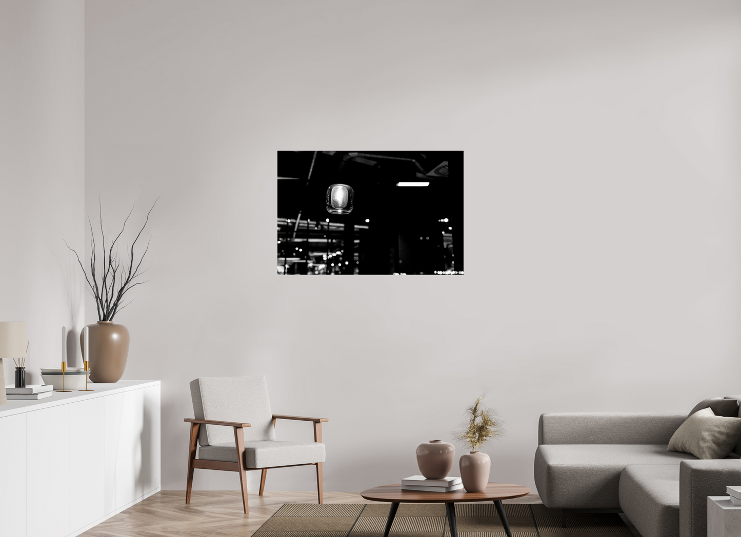 105 x 70 cm, Ilford Photo Print Lighthouse - Schwarzweiß-Nachtfotografie - Hochwertiger Abzug in Galeriequalität