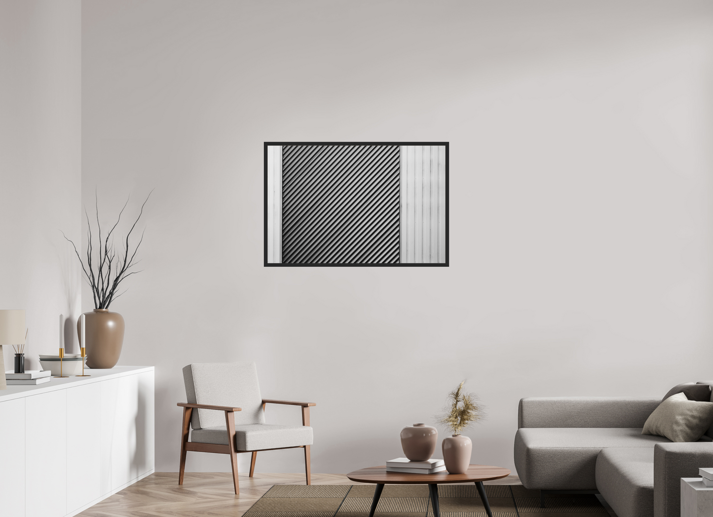 105 x 70 cm, Ilford on Aluminium behind Acrylic Glass, Framed Strobe - Abstrakte Schwarzweiß-Fotografie - Hochwertiger Abzug in Galeriequalität