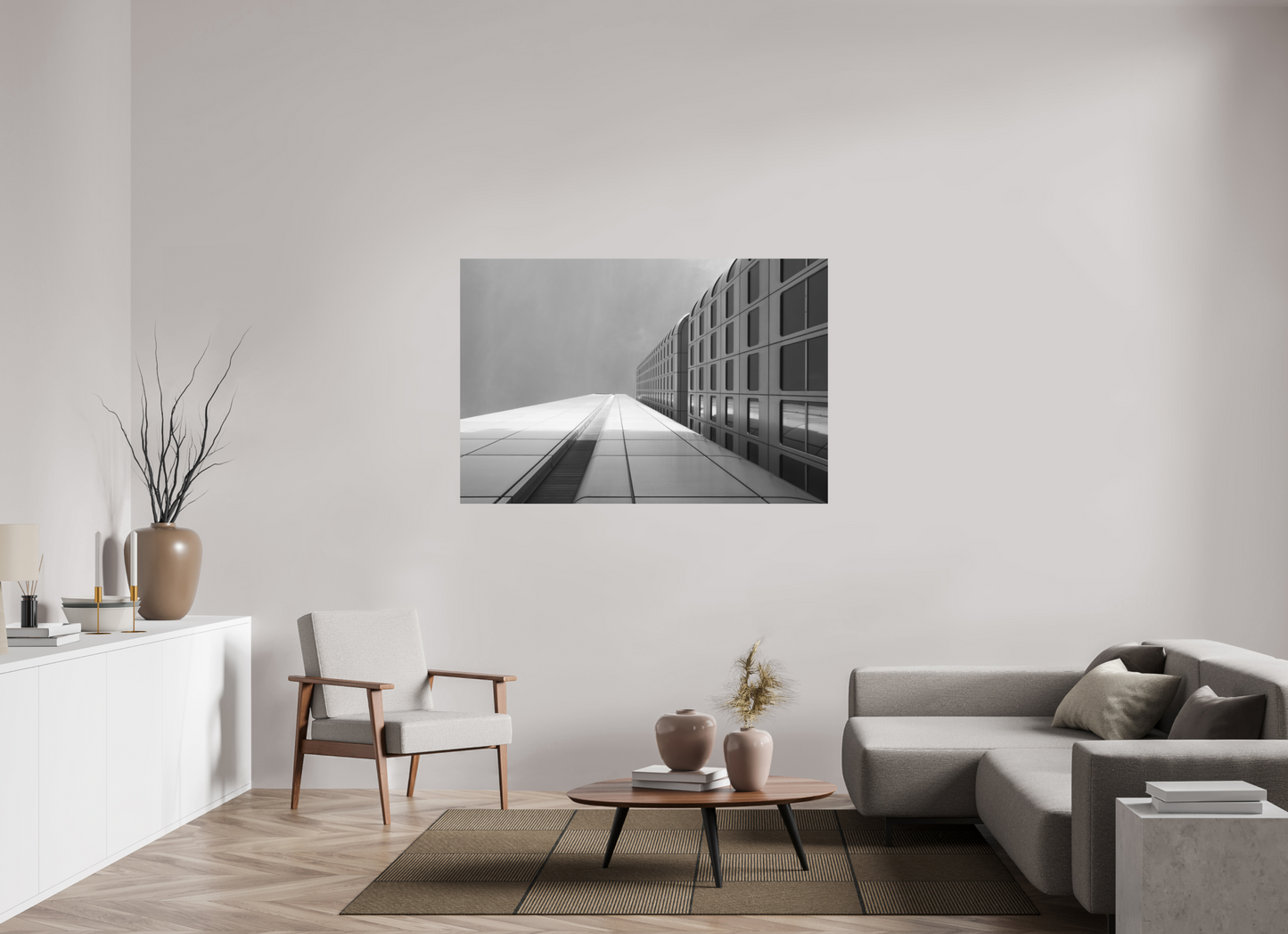 150 x 100 cm, Ilford on Aluminium Vertigo - Schwarzweiß-Architekturfotografie - Hochwertiger Abzug in Galeriequalität