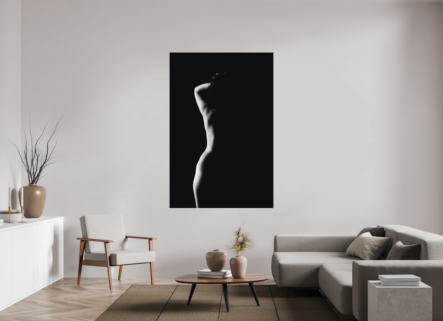 Crescent Moon - Schwarzweiß-Fotografie, Teilakt - Hochwertiger Abzug in Galeriequalität