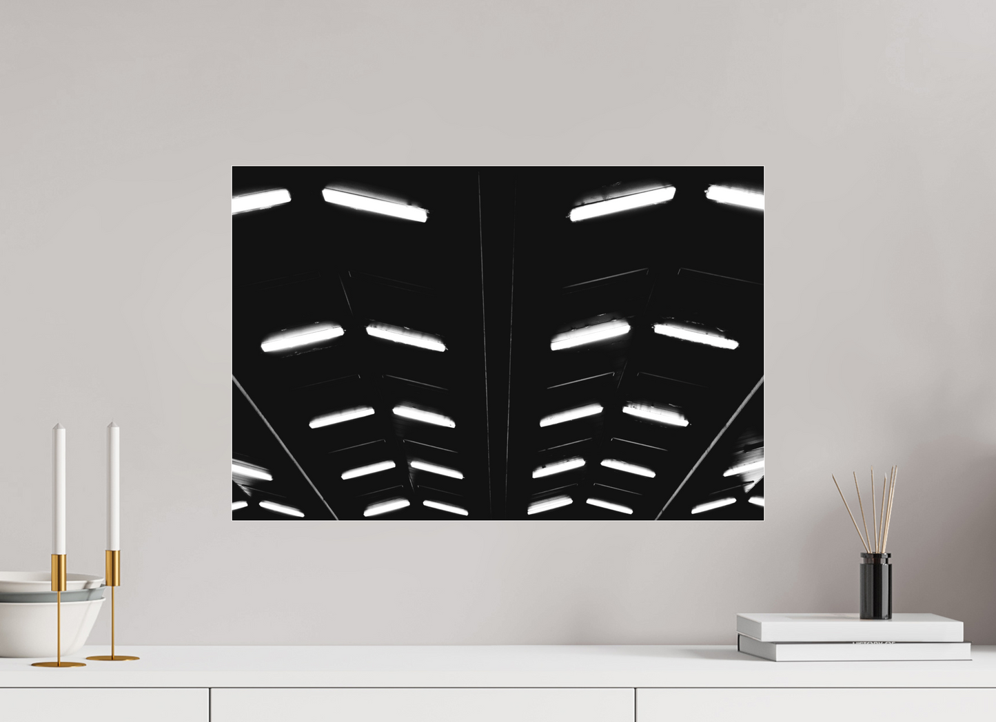 Flock - Abstrakte Schwarzweiß-Nachtfotografie - Hochwertiger Abzug in Galeriequalität