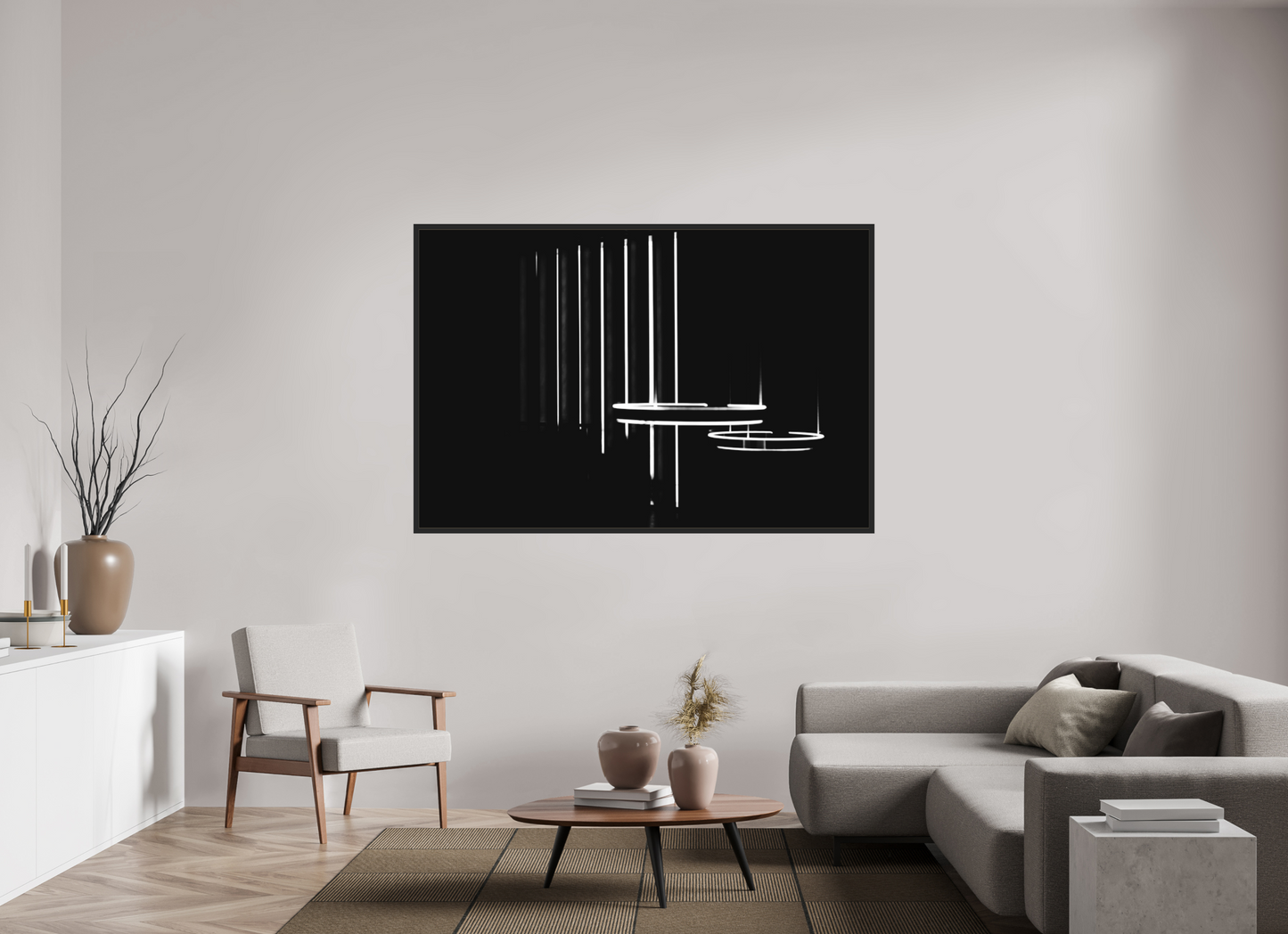 Contact - Abstrakte Schwarzweiß-Nachtfotografie - Hochwertiger Abzug in Galeriequalität