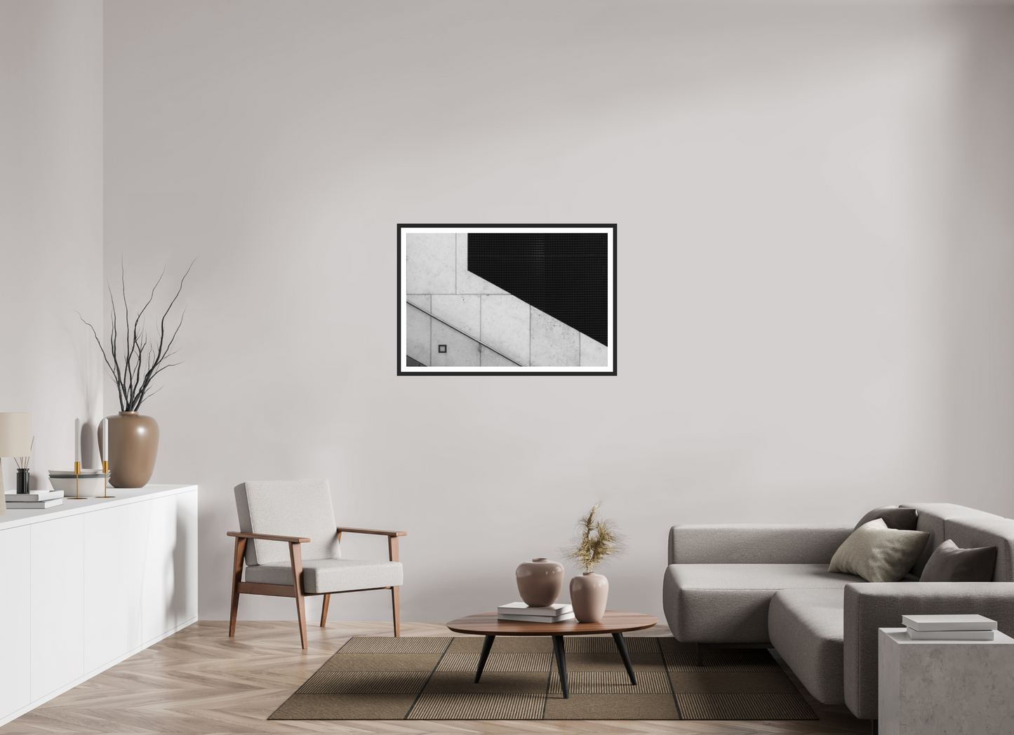 105 x 70 cm, Ilford on Aluminium, Framed with Border Cut - Abstrakte Schwarzweiß-Fotografie - Hochwertiger Abzug in Galeriequalität