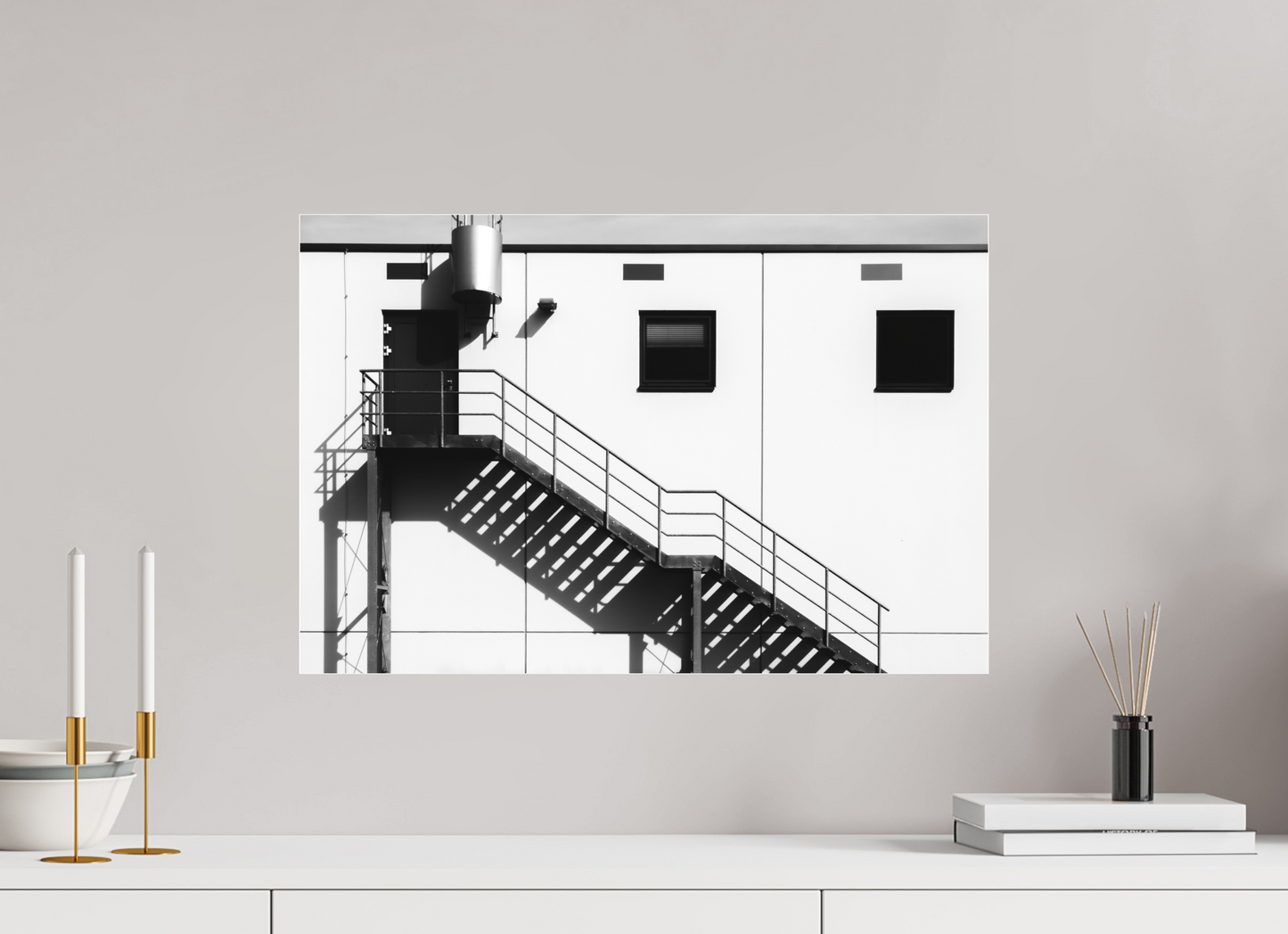 60 x 40 cm, Ilford on Aluminium behind Acrylic Glass Floating - Schwarzweiß-Architekturfotografie - Hochwertiger Abzug in Galeriequalität