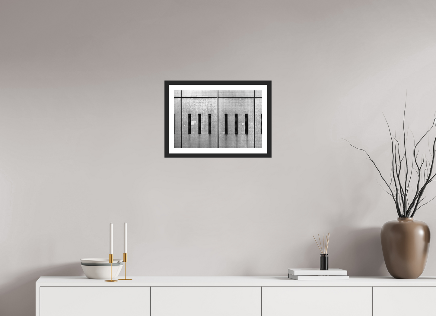 45 x 30 cm, Ilford on Aluminium, Framed with Border Sixish - Schwarzweiß-Fotokunst - Hochwertiger Abzug