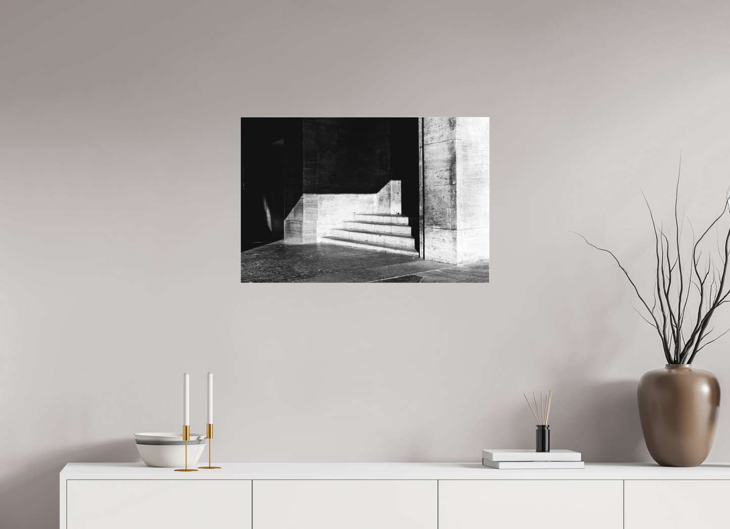 75 x 50 cm, Ilford on Aluminium behind Acrylic Glass Admission - Schwarzweiß-Architekturfotografie - Hochwertiger Abzug in Galeriequalität