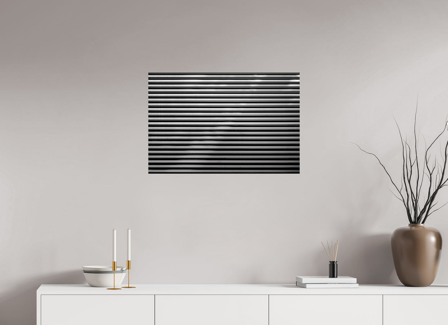 75 x 50 cm, Baryta Photo Print Stripes II - Abstrakte Schwarzweiß-Fotografie - Hochwertiger Abzug in Galeriequalität